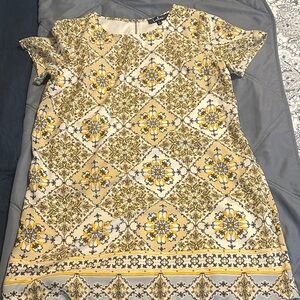 Lulu's Yellow and Cream Patterned Mini Dress